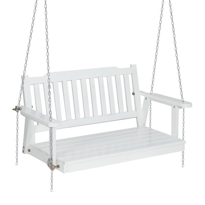 Gardeon Porch Swing Chair with Chain Garden Chair Outdoor Furniture Wooden White