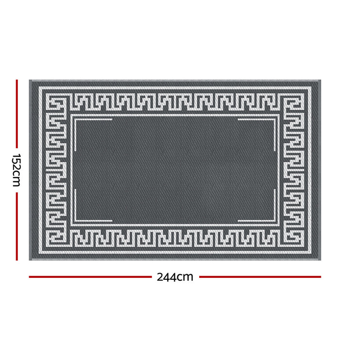 Gardeon Outdoor Rugs 152x244cm Large Carpet Reversible Area Mat PP Dual-Sided Patio Rug Greek Key