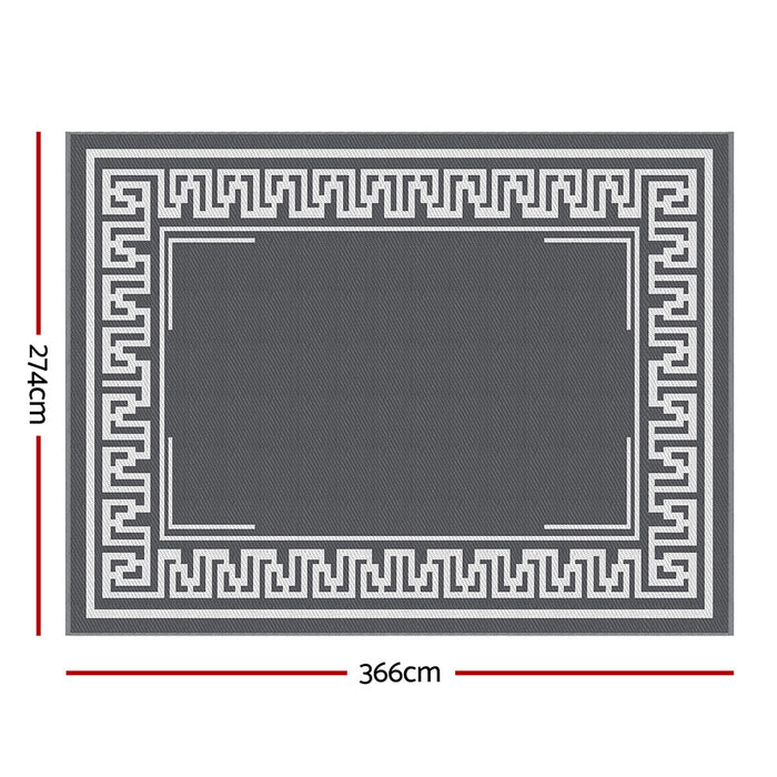 Gardeon Outdoor Rugs 274x366cm Large Carpet Reversible Area Mat PP Dual-Sided Patio Rug Greek Key
