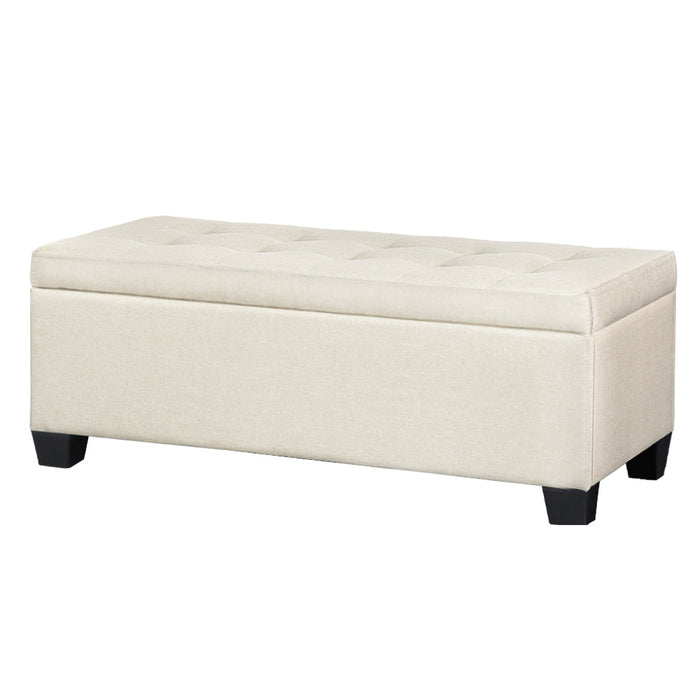 Artiss Storage Ottoman Blanket Box 97cm Linen Beige