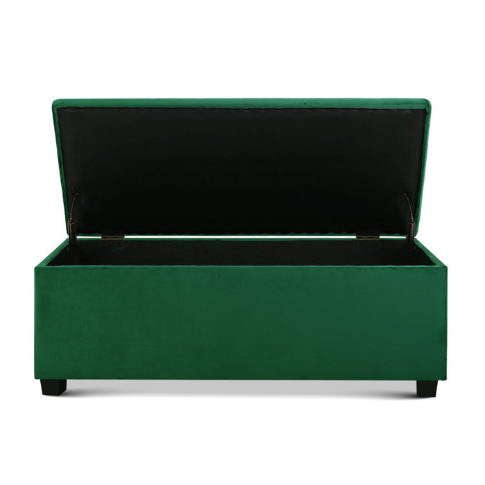 Artiss Storage Ottoman Blanket Box 97cm Velvet Green