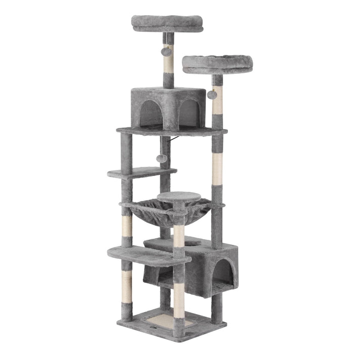 i.Pet Cat Tree 184cm Tower Scratching Post Trees Scratcher Condo House Light Grey