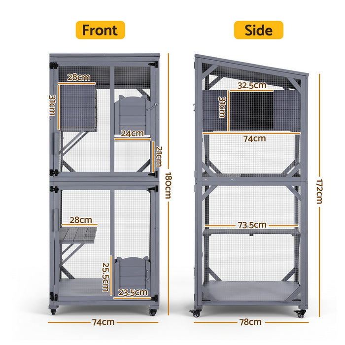 i.Pet Cat House Wooden 180cm Rabbit Hutch Pet Condo Small Dog Enclosure Cage