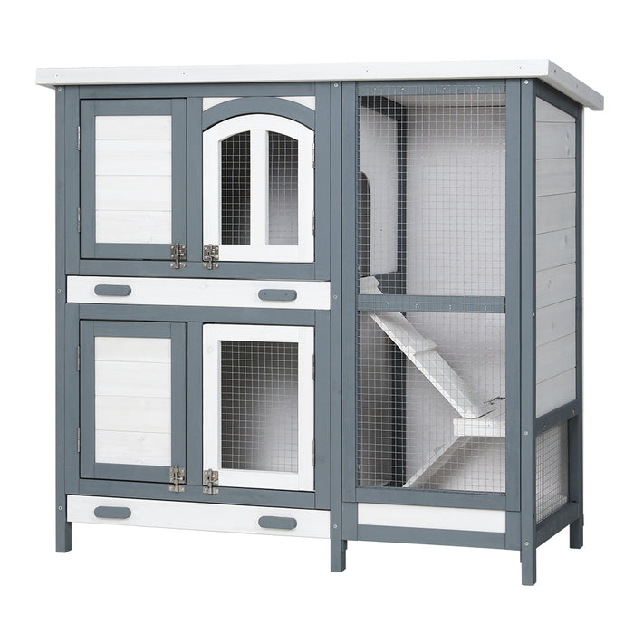 i.Pet Rabbit Hutch Chicken Coop 98cm x 45cm x 92cm Chicken Coop Large Wooden House Run Cage Outdoor