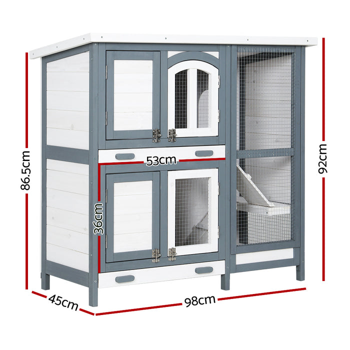i.Pet Rabbit Hutch Chicken Coop 98cm x 45cm x 92cm Chicken Coop Large Wooden House Run Cage Outdoor