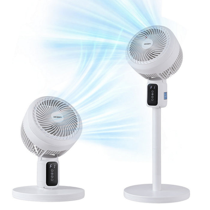 Devanti Pedestal Fan W/ Remote 3 Speed 12H Timer Height Adjustable Cooling Fan