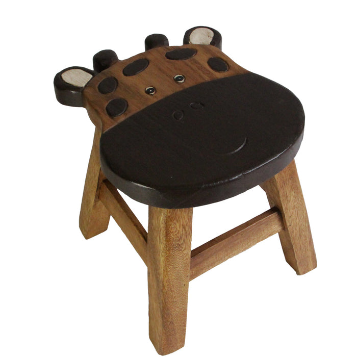 OSAKA Kids Animal Wood Stool Hand Carved & Painted 26cm Genuine Solid Mango Wood