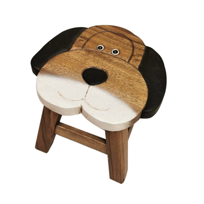 OSAKA Kids Animal Wood Stool Hand Carved & Painted 26cm Genuine Solid Mango Wood