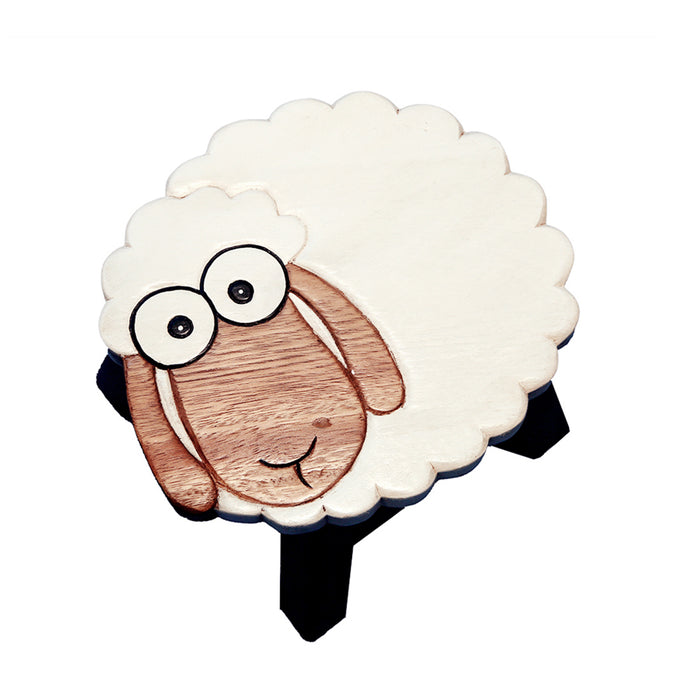 OSAKA Kids Animal Wood Stool Hand Carved & Painted 26cm Genuine Solid Mango Wood