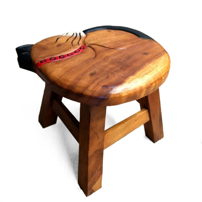 OSAKA Kids Animal Wood Stool Hand Carved & Painted 26cm Genuine Solid Mango Wood