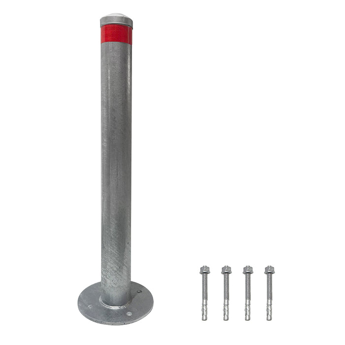 Surface Mounted Bollard 90x⌀9cm Galvanized Iron Carpark Barrier Heavy-duty