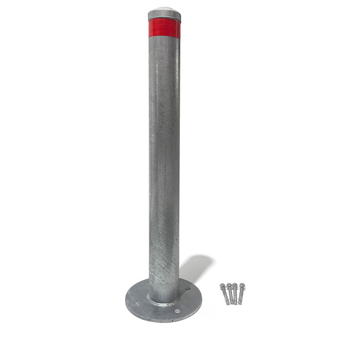 Surface Mounted Bollard 90x⌀9cm Galvanized Iron Carpark Barrier Heavy-duty