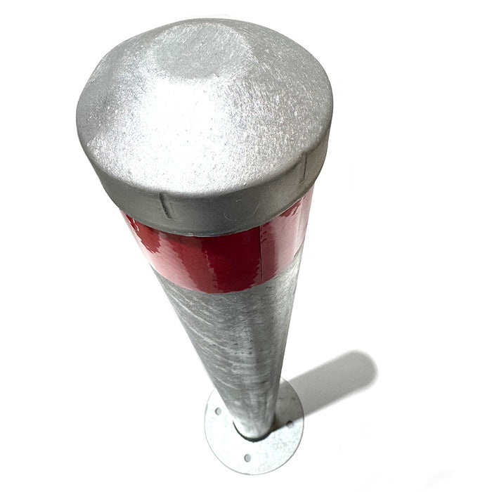 Surface Mounted Bollard 90x⌀9cm Galvanized Iron Carpark Barrier Heavy-duty