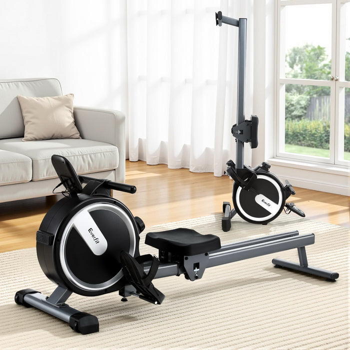 Everfit 16 Level Magnetic Rowing Machine for Home with App Connect Black