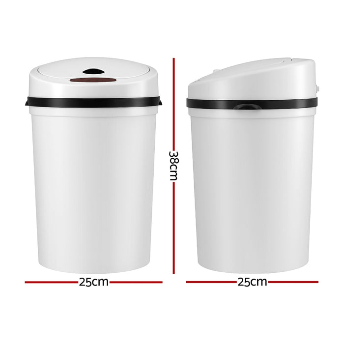 Devanti Sensor Bin Motion Rubbish Bins Kitchen Automatic Trash Can White 9L