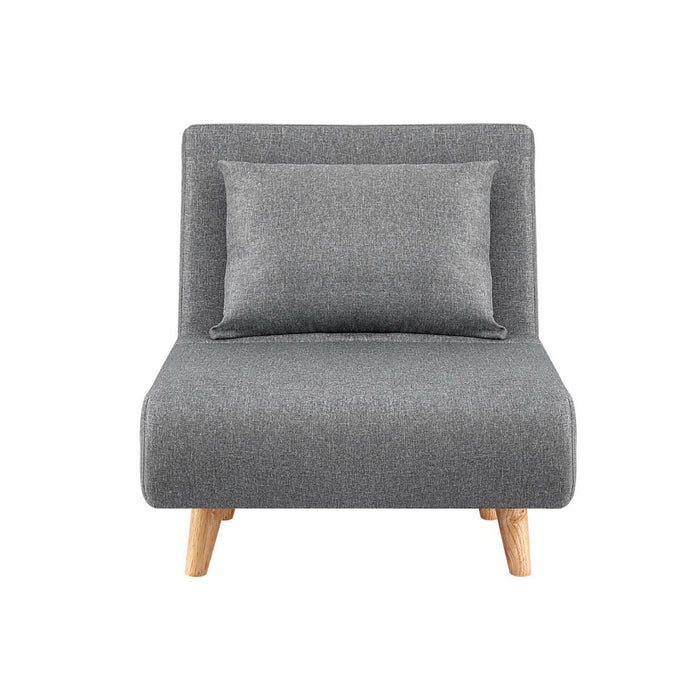 Artiss Sofa Bed Convertible Couch Recliner Lounge Chair Linen Grey