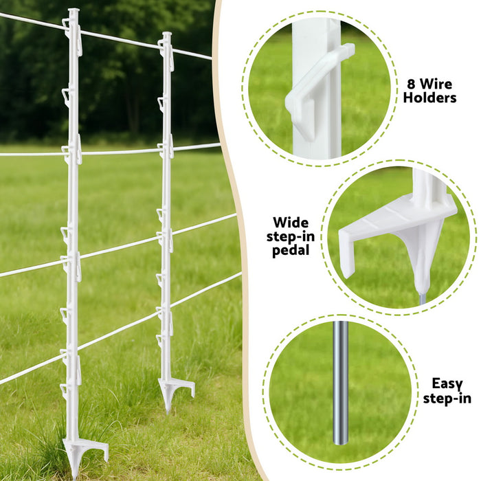 Giantz Electric Fence Posts 20pcs Electric Fence Poly White