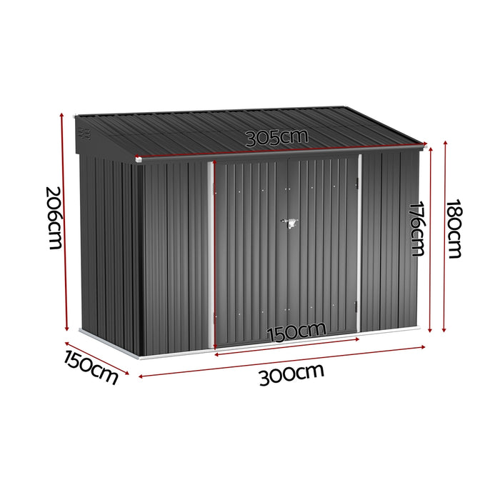Giantz Garden Shed Galvanised Steel 3.05x1.5M Outdoor Storage Shed Workshop House Shelter