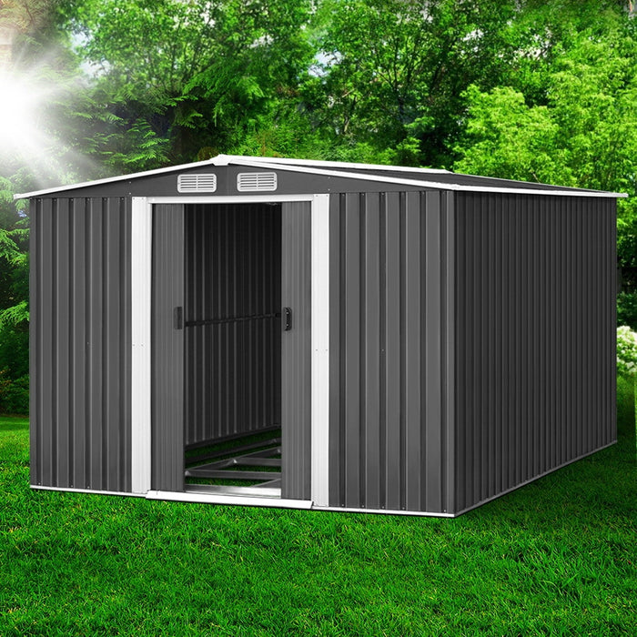 Giantz Garden Shed 2.58x3.14M w/Metal Base Sheds Outdoor Storage Workshop Shelter Sliding Door