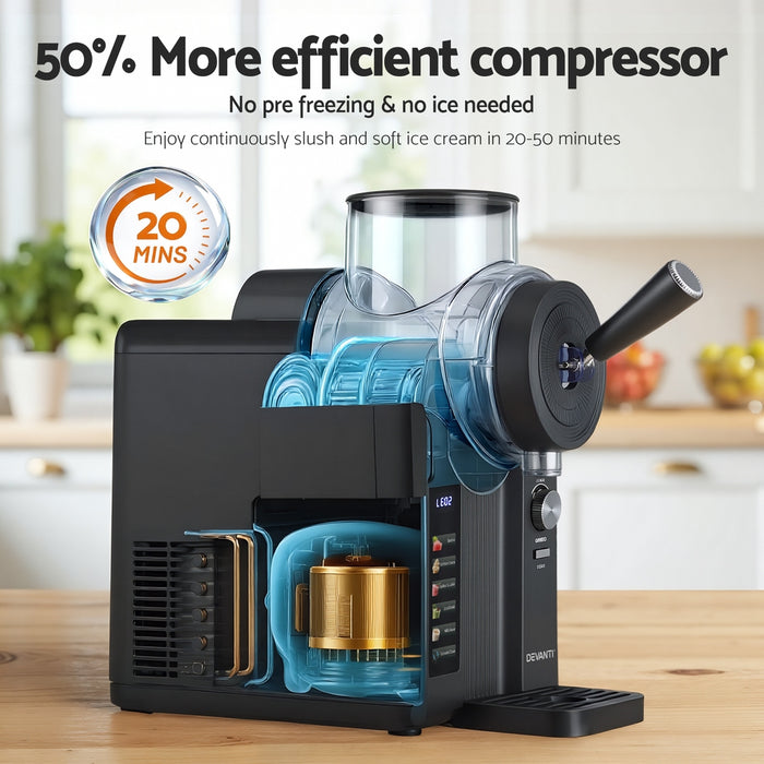 Devanti 2L Slushie Machine Ice Cream Maker Frozen Smoothies Milkshakes Black