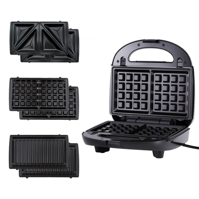 Devanti 3-in-1 Sandwich Press Waffle Maker Panini Press Grill 850W