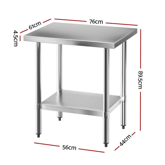 Cefito Stainless Steel Kitchen Bench Work Table 610 x760MM 430