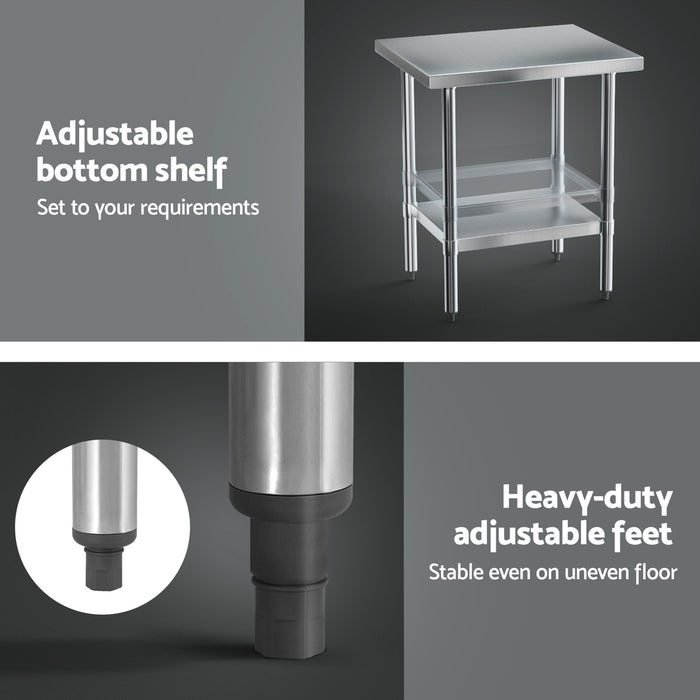 Cefito Stainless Steel Kitchen Bench Work Table 610 x760MM 430