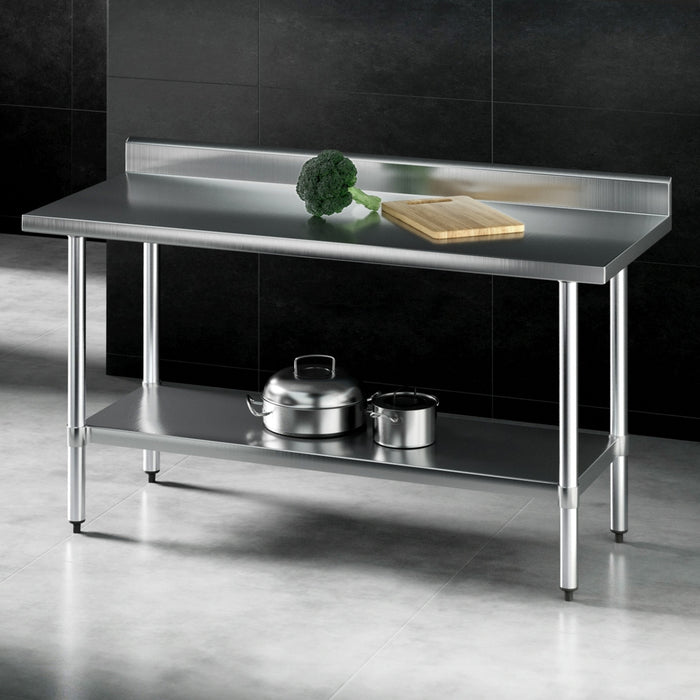 Cefito Stainless Steel  Kitchen  Bench w/ Splashback 1500x600MM 430