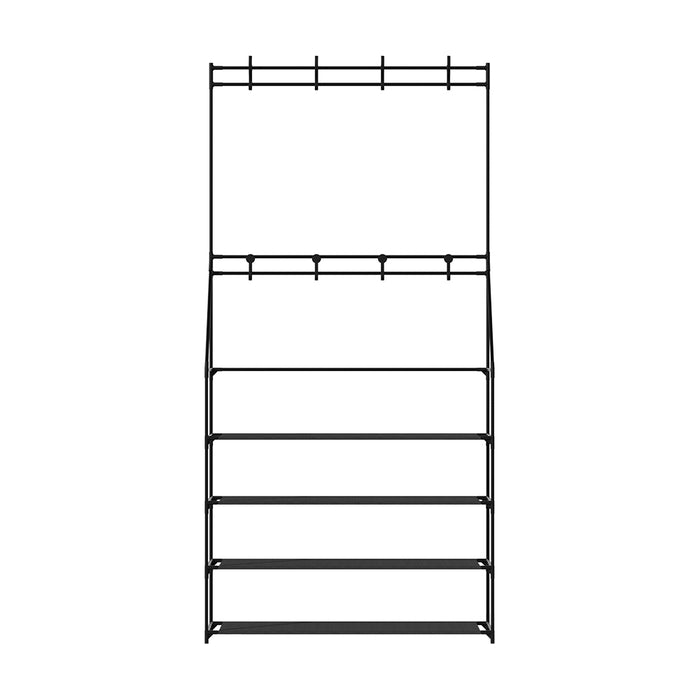 Artiss Shoe Rack Hall Tree 16 Pairs Black