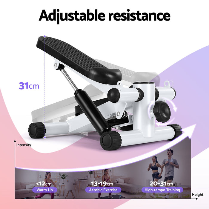 Everfit Mini Stepper with Resistance Rope Aerobic for Exercise Compact Home Workout White