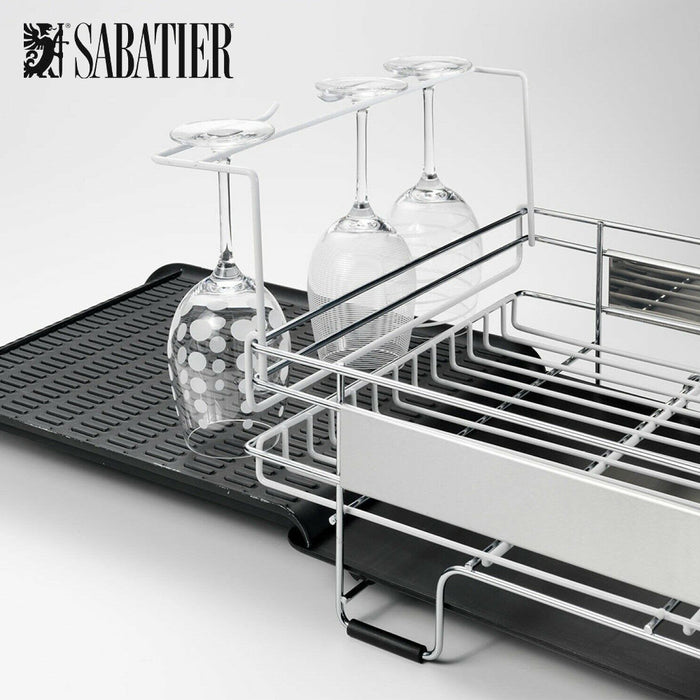High Quality Sabatier Expandable X-Large Stainless Steel Heavy Duty Dish Rack With Stemware Rack