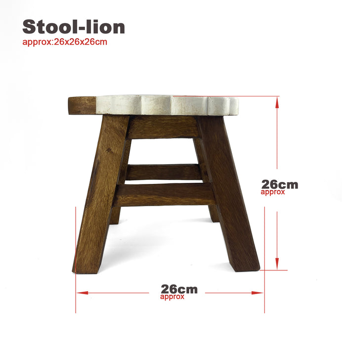 OSAKA Kids Animal Wood Stool Hand Carved & Painted 26cm Genuine Solid Mango Wood