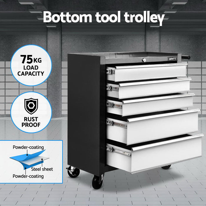Giantz 15 Drawers Tool Chest Trolley Toolbox 2-in-1 Storage Black& Grey