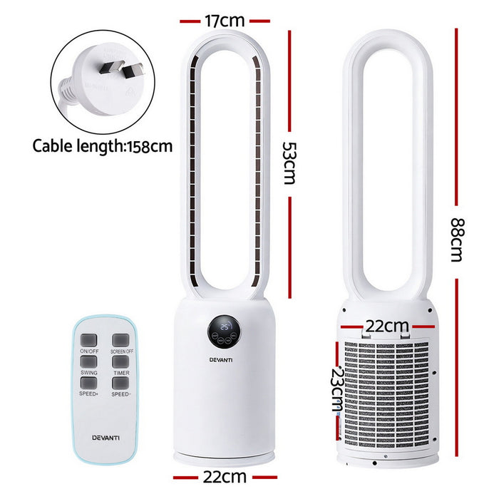 Devanti 2in1 Bladeless Fan Air Purification W/ Remote 88cm