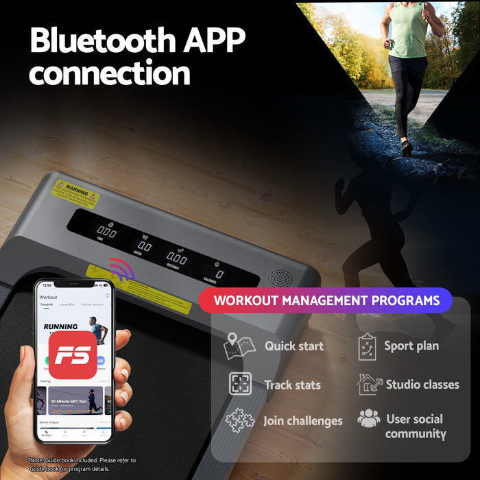 Everfit Treadmill Electric Walking Pad Incline Under Desk Home Gym 380mm Grey