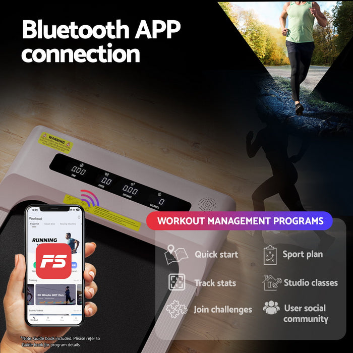 Everfit Treadmill Electric Walking Pad Incline Under Desk Home Gym 380mm Pink