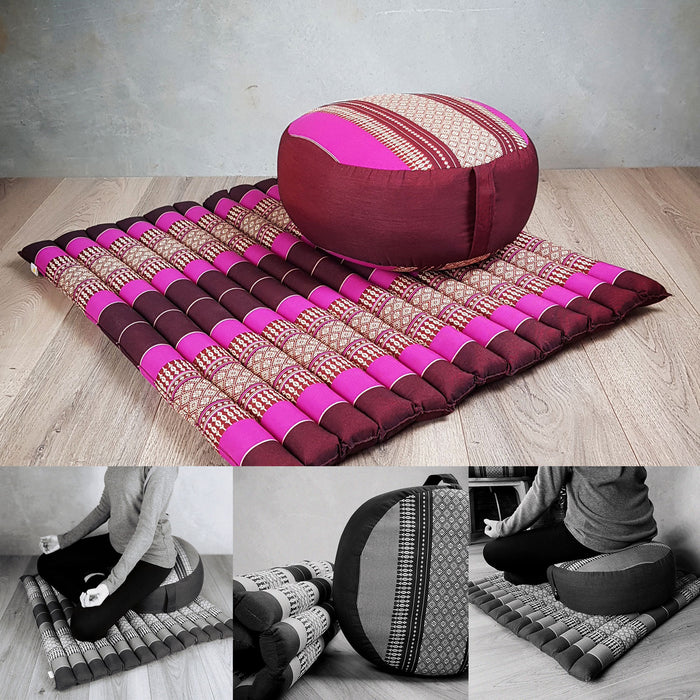 Thai Handmade 100% Kapok Cotton Zafu & Zabuton Meditation Set 5 Colour