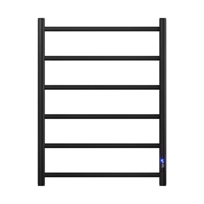 Devanti Heated Towel Rail 6 Round Bars  with Timer Electric Heater Warmer Rack
