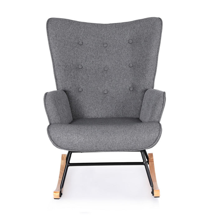 Artiss Rocking Armchair Nursing Chair Linen Fabric Grey