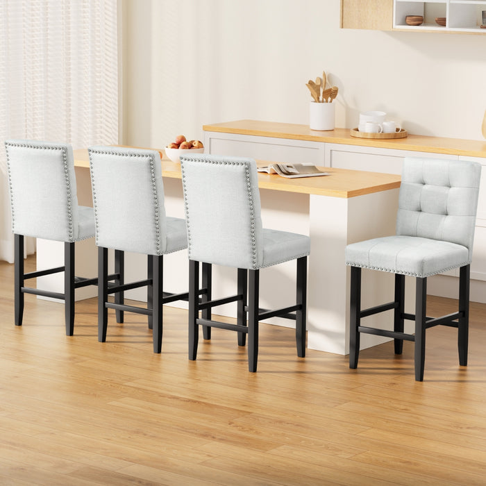 Artiss 4x Bar Stools Kitchen Dining Chairs Counter Fabric Stool Wooden Ada Grey