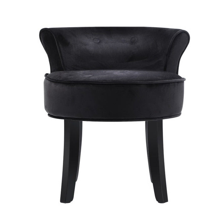 Artiss Vanity Stool Velvet Black Abella Classic Button Tufted Design Foam-padded Seat