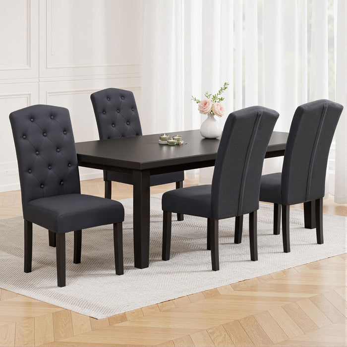 Artiss Dining Chairs Set of 4 Linen Parsons Chair Dark Grey