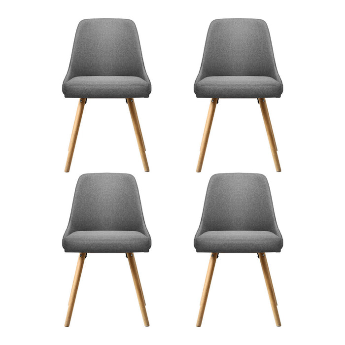 Artiss Dining Chairs Set of 4 Fabric Wooden Grey