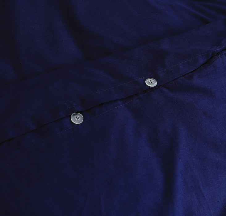 Elan Linen 100% Egyptian Cotton Vintage Washed 500TC Navy Blue Double Quilt Cover Set