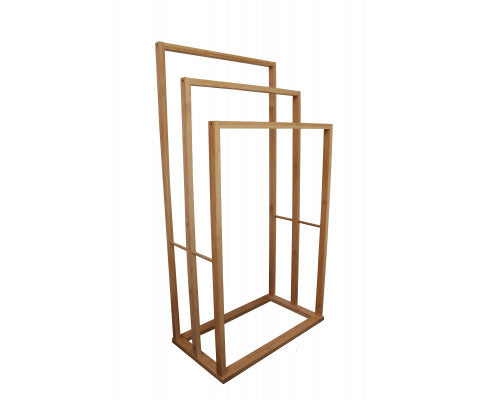Bamboo Towel Bar Holder Rack 3-Tier Freestanding for Bathroom and Bedroom
