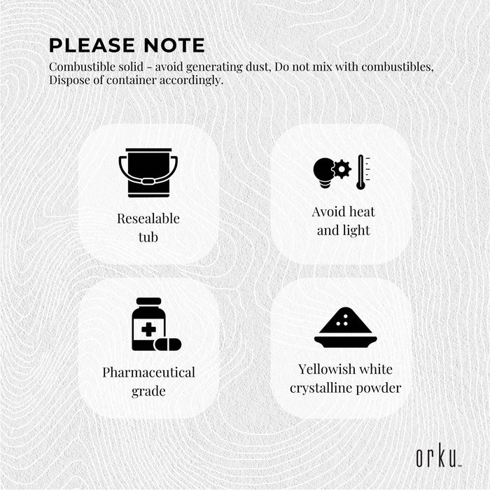 Orku 1.2Kg Sodium Ascorbate Tub - High Purity Soluble Crystalline Powder