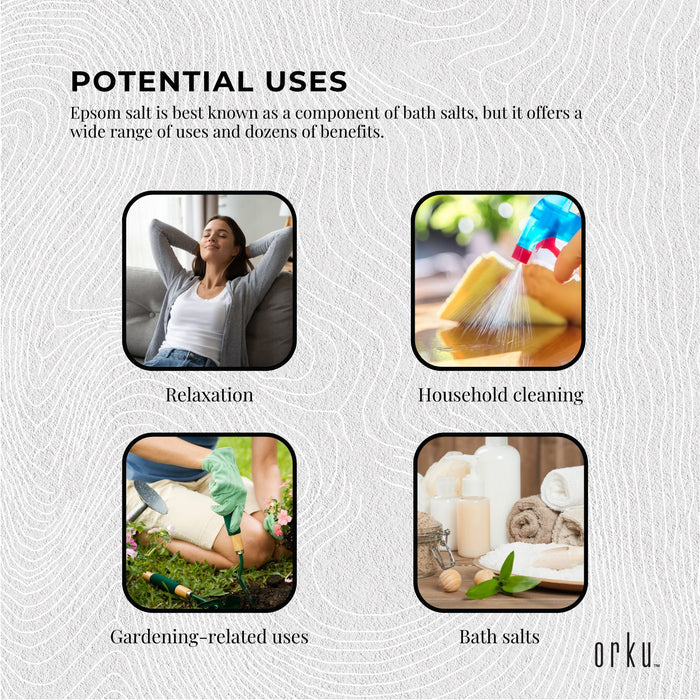 Orku 5kg Epsom Salt Tub - Magnesium Sulphate For Bath Skin Body Skin Care