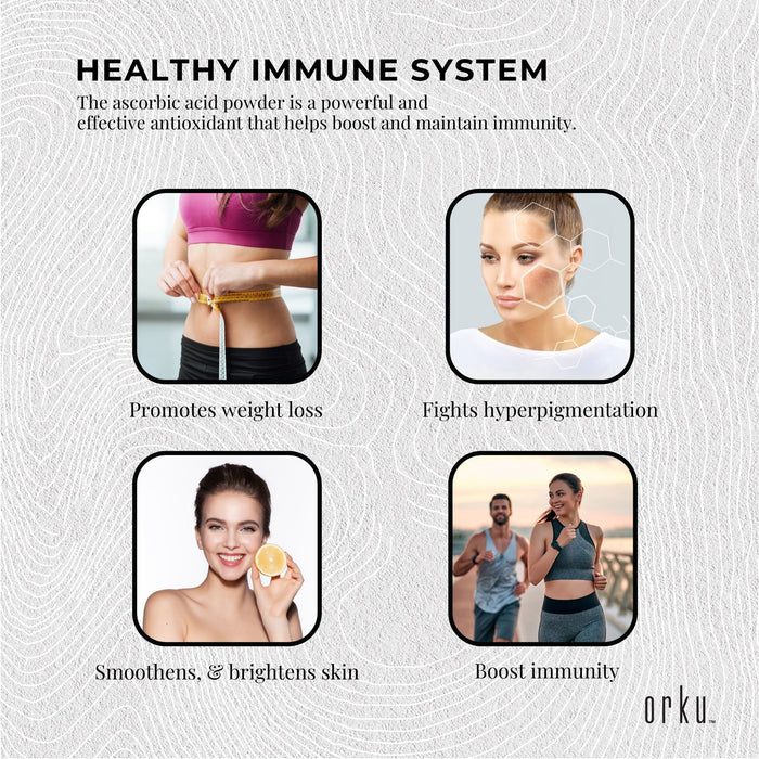Orku Bulk 10Kg Vitamin C Powder Pure L-Ascorbic Acid - USP Grade Non-GMO
