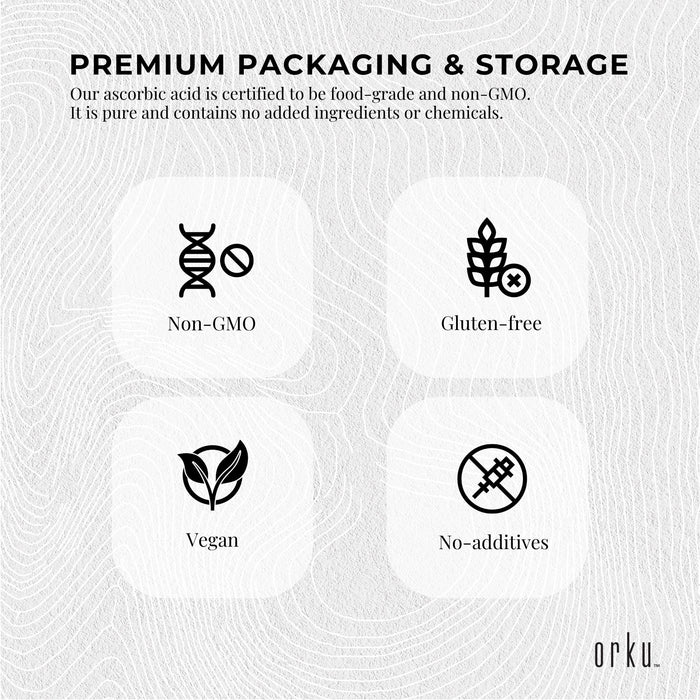 Orku Bulk 20Kg Vitamin C Powder Pure L-Ascorbic Acid - USP Grade Non-GMO