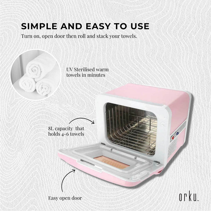 8L Pink Electric Towel Warmer UV Steriliser Cabinet Small Hot Heater Sanitiser